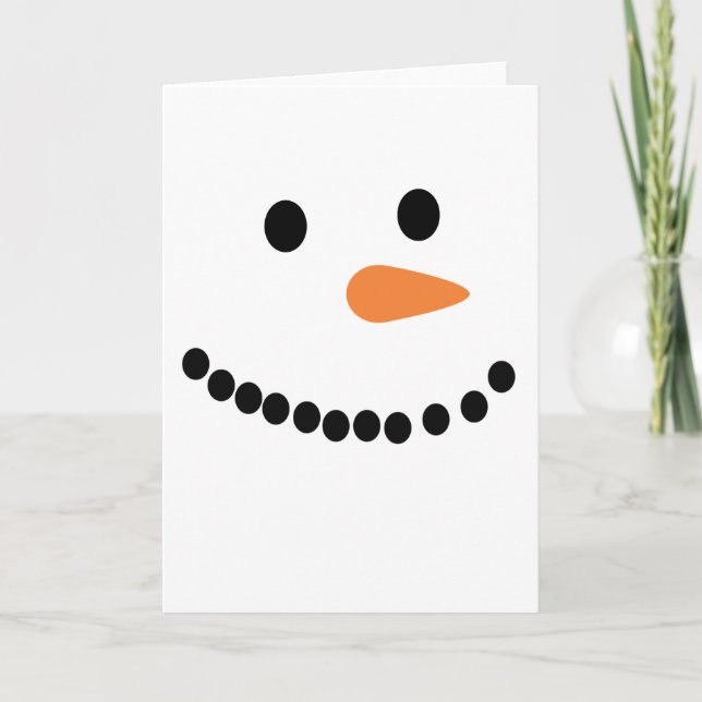 Cartes Pour Fêtes Annuelles Snowman Face Chrismas Funny Enfants et Adultes (Devant)