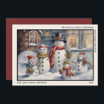 Cartes Pour Fêtes Annuelles Snowman Famille Joyeux Noël Bonne année<br><div class="desc">Carte de voeux Vintage Noël avec un tableau d'une famille de bonhomme de neige. Un texte unique de résumé dit : "Nous vous souhaitons un joyeux Noël et un joyeux Nouvel An." Personnalisé avec votre nom et l'année. Contactez-moi pour obtenir de l'aide sur votre personnalisation ou pour demander des produits...</div>