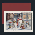 Cartes Pour Fêtes Annuelles Snowman Famille Joyeux Noël Bonne année<br><div class="desc">Carte de voeux Vintage Noël avec un tableau d'une famille de bonhomme de neige. Un texte unique de résumé dit : "Nous vous souhaitons un joyeux Noël et un joyeux Nouvel An." Personnalisé avec votre nom et l'année. Contactez-moi pour obtenir de l'aide sur votre personnalisation ou pour demander des produits...</div>