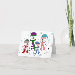 Cartes Pour Fêtes Annuelles Snowman Famille Snowmen Enfants Snow Art Whimsical
