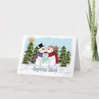 Cartes Pour Fêtes Annuelles Snowman Family Greeting Card Joyeux Noël