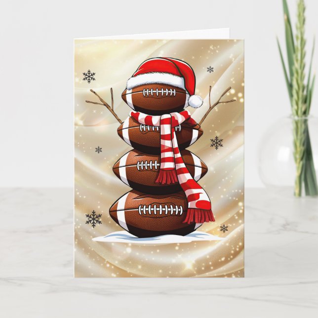 Cartes Pour Fêtes Annuelles Snowman Football Tree Christmas Holiday Card (Devant)