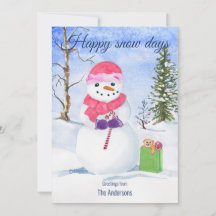 Snowman foulard rose canne à bonbons Joyeux jours