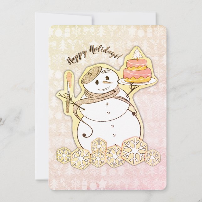 Cartes Pour Fêtes Annuelles Snowman French boulangerie cake Christmas card (Devant)