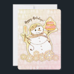 Cartes Pour Fêtes Annuelles Snowman French boulangerie cake Christmas card<br><div class="desc">Mignonne bonhomme de neige portant un béret, glaçant gâteau frais sur cette boulangerie française ou la cuisine maison "fait maison avec amour" cookie de Noël ou carte de vacances sucré pour donner votre liste avec des bonbons de votre four.</div>