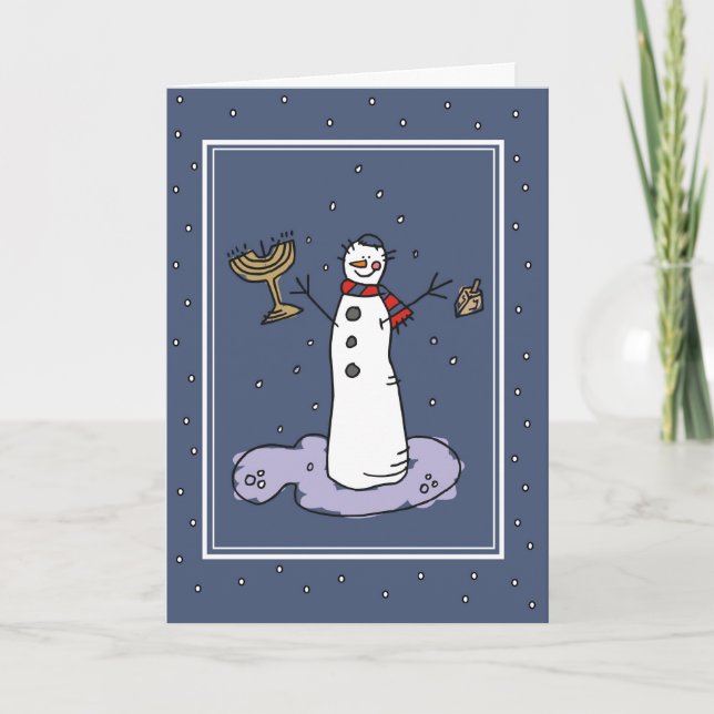 Cartes Pour Fêtes Annuelles Snowman Hanoukka (Devant)