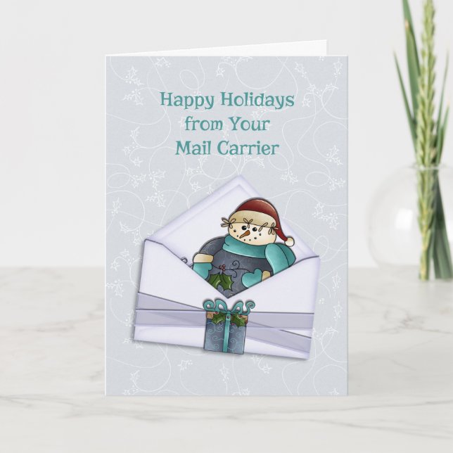 Cartes Pour Fêtes Annuelles Snowman Happy Holidays from Mail Carrier (Devant)