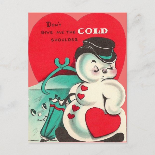 Cartes Pour Fêtes Annuelles Snowman Ice Tongs Coeur Parapluie Saint Valentin (Devant)