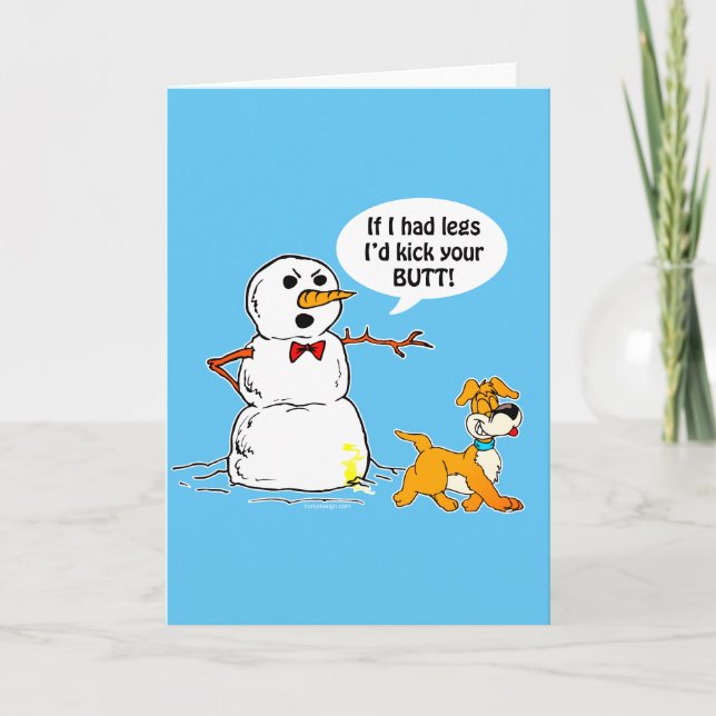 Cartes Pour Fêtes Annuelles Snowman Joke Blue (Devant)