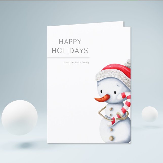 Cartes Pour Fêtes Annuelles Snowman Joyeuses Vacances de Noël en famille (Créateur téléchargé)