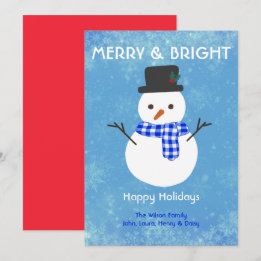 Cartes Pour Fêtes Annuelles Snowman Joyeux & Bright Happy Holidays Personnalis