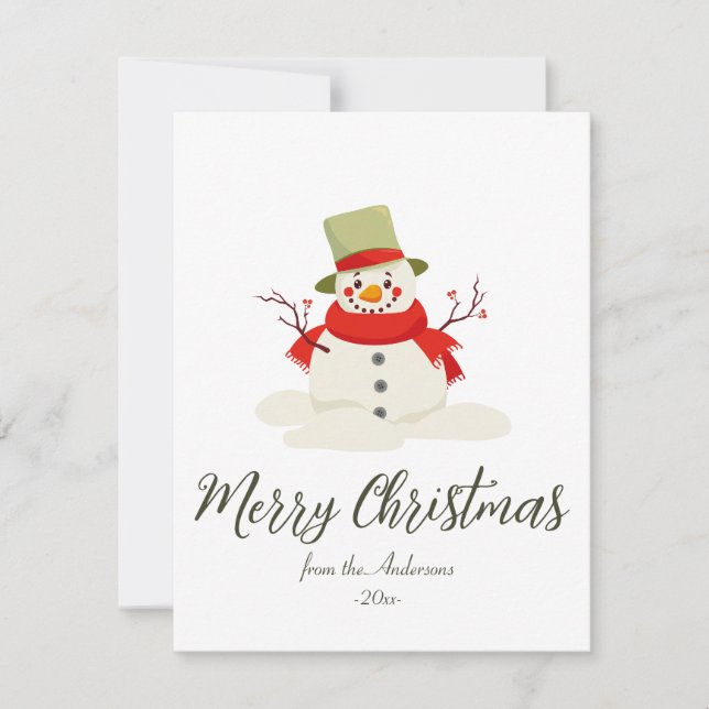 Cartes Pour Fêtes Annuelles Snowman Joyeux Noël Simple Mignonne Moderne (Devant)