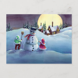 Cartes Pour Fêtes Annuelles SNOWMAN & KIDS par SHARON SHARPE