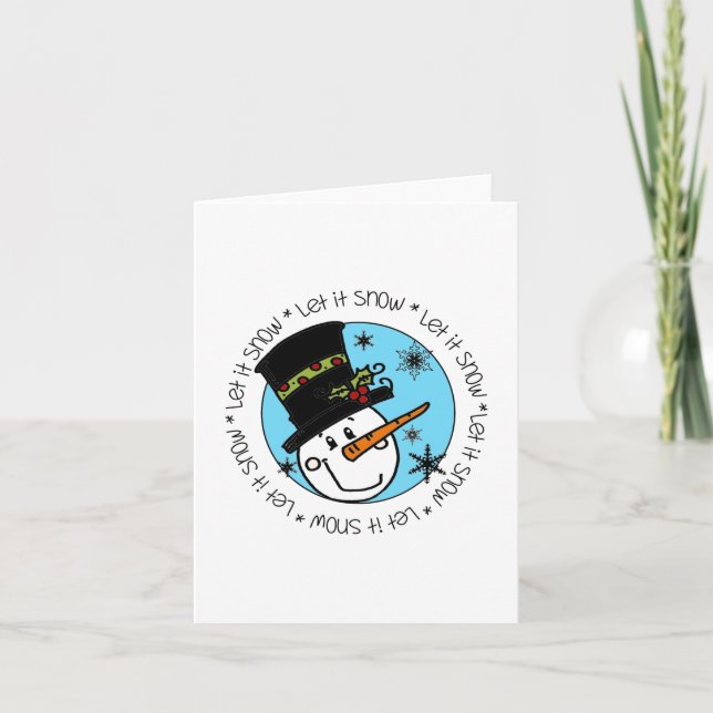 Cartes Pour Fêtes Annuelles Snowman Laisser Neige (Devant)