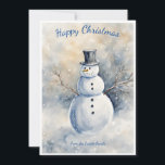 Cartes Pour Fêtes Annuelles Snowman : Minimaliste Personnalisable Winter Wonde<br><div class="desc">Snowman Serenity : Carte de vacances hiver minimaliste personnalisable. Plongez dans la beauté sereine de l'hiver avec notre carte de vacances de lavage à l'aquarelle minimaliste Snowy Winter Wonderland personnalisable avec un bonhomme de neige dans la nature. Les mots "Joyeux Noël" se courbent gracieusement en haut, et en bas, "De...</div>