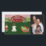 Cartes Pour Fêtes Annuelles Snowman Nutcracker Père Noël Sleigh Christmas Tree<br><div class="desc">REMARQUE : L'image photo est conçue pour être changée pour la photo de portrait de Noël de votre famille. C'est facile d'utiliser le champ modèle. PALETTE DE COULEUR : chasseur de forêt profonde vert, rouge, or et blanc. DESIGN COLLECTION : Cette carte classique mais contemporaine a été créée à partir...</div>