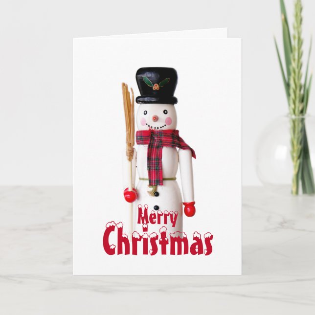 Cartes Pour Fêtes Annuelles Snowman Nutcracker - Texte personnalisé (Devant)