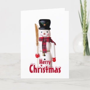 Cartes Pour Fêtes Annuelles Snowman Nutcracker - Texte personnalisé