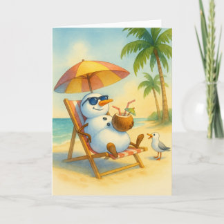 Cartes Pour Fêtes Annuelles Snowman on PTO (Tropical Getaway)