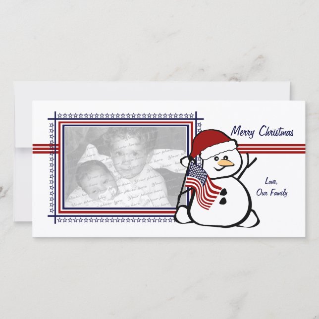 Cartes Pour Fêtes Annuelles Snowman patriotique (Devant)