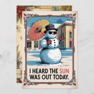 Cartes Pour Fêtes Annuelles Snowman personnalisé Sun Funny Vintage