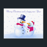 Cartes Pour Fêtes Annuelles Snowman Postcard<br><div class="desc">Two snowmen essuyer aux You a merry des Chrsitmas and a new de Year contents. Write Your Christmas greetings !</div>
