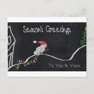 Cartes Pour Fêtes Annuelles Snowman Pulller les lumières de Noël