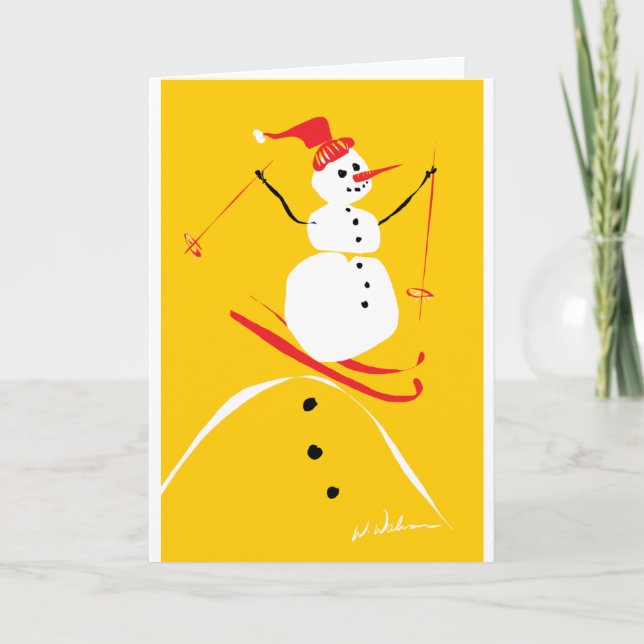 Cartes Pour Fêtes Annuelles Snowman ski (Devant)