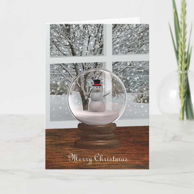Cartes Pour Fêtes Annuelles Snowman Snow Globe (Devant)