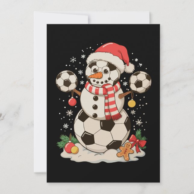 Cartes Pour Fêtes Annuelles Snowman Soccer Noël Fête hiver Noël Sport (Devant)