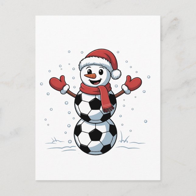 Cartes Pour Fêtes Annuelles Snowman Soccer Noël Père Noël Baseball Sport (Devant)