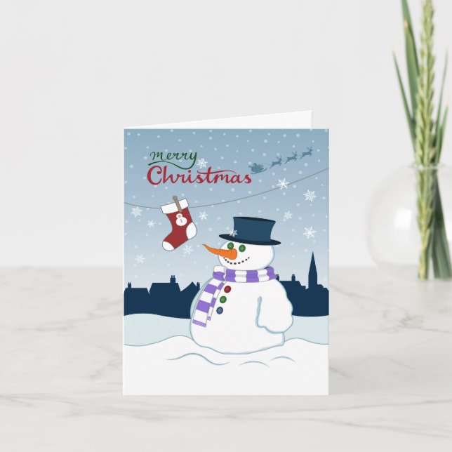 Cartes Pour Fêtes Annuelles Snowman & Stocker Joyeux Noël (Devant)