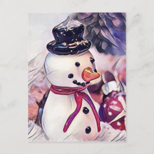 Cartes Pour Fêtes Annuelles Snowman vintage dans le dessin de neige