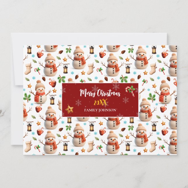 Cartes Pour Fêtes Annuelles Snowman Winter Holiday - Merry Christmas (Devant)