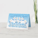 Cartes Pour Fêtes Annuelles Snowman Wonderland<br><div class="desc">Cute little snowmen wearing blue caps, scarves and fuzzy mitts with delih snow flakes fa fa fa fa fa fa from the winter sky will smile during the holidays. Snowman wonderland greeting card for grandson. Personalize the inside verse using the template provided. Donc, You may enjoy matching snowmen designs on...</div>