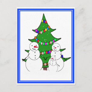 Cartes Pour Fêtes Annuelles Snowmen avec la famille des arbres de Noël