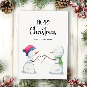 Cartes Pour Fêtes Annuelles Snowmen minimaliste Joyeux Noël