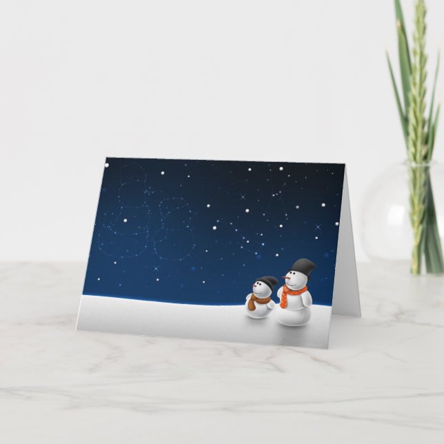 Cartes Pour Fêtes Annuelles Snowmen Stargazing (Devant)