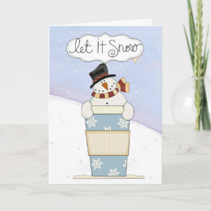 Cartes Pour Fêtes Annuelles Snowmen with coffee