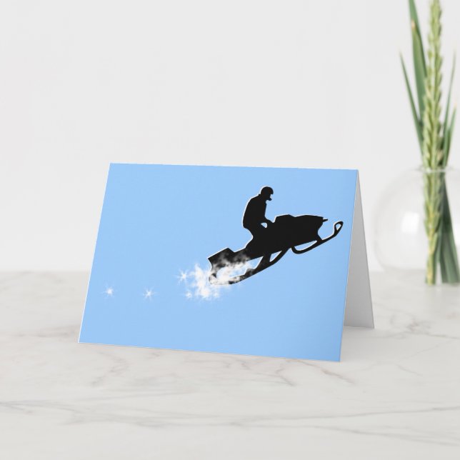 Cartes Pour Fêtes Annuelles snowmobile. traînée de poudre (Devant)