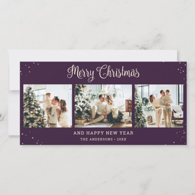 Cartes Pour Fêtes Annuelles Snowple Purple Joyeux Noël Photo (Devant)
