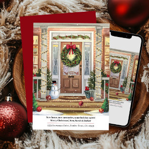 Cartes Pour Fêtes Annuelles Snowy Christmas Front Porch Cosy New Home