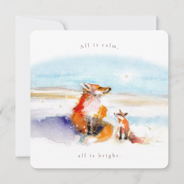 Cartes Pour Fêtes Annuelles Snowy Foxes Flat Holiday Card (Devant)