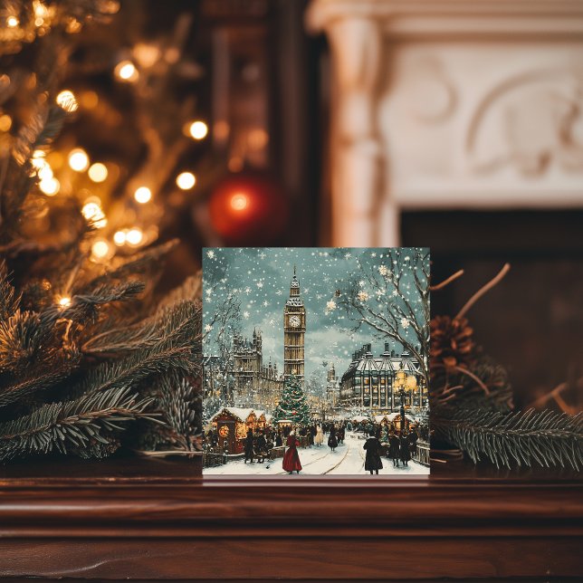 Cartes Pour Fêtes Annuelles Snowy London Christmas Scene (Créateur téléchargé)
