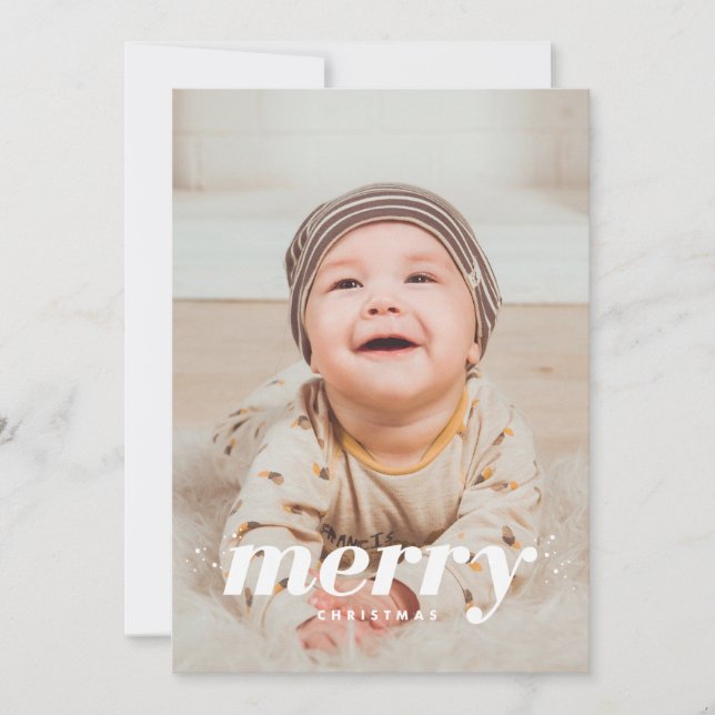 Cartes Pour Fêtes Annuelles Snowy Modern Joyeux Noël Photo (Devant)