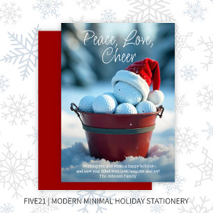 Cartes Pour Fêtes Annuelles Snowy Red Christmas Golf Ball Bucket