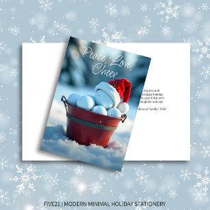 Cartes Pour Fêtes Annuelles Snowy Red Christmas Golf Ball Bucket