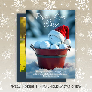 Cartes Pour Fêtes Annuelles Snowy Red Christmas Golf Ball Bucket Photo