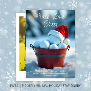 Cartes Pour Fêtes Annuelles Snowy Red Christmas Golf Ball Bucket Photo