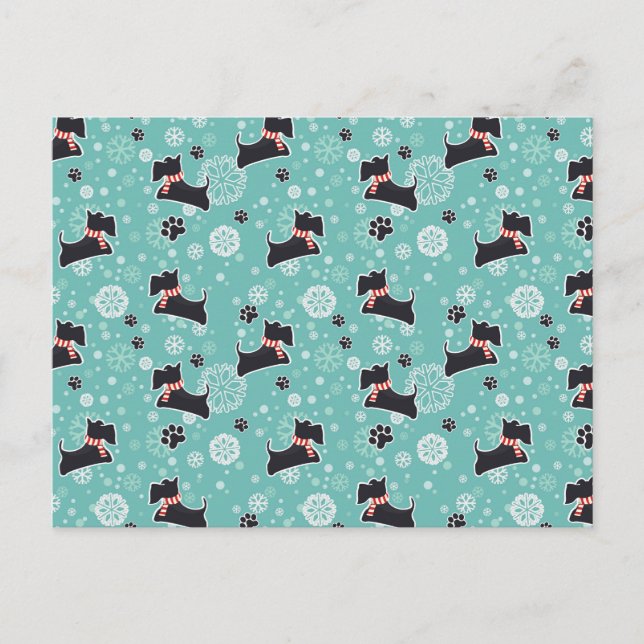 Cartes Pour Fêtes Annuelles Snowy Scottie Chien Motif de Noël (Devant)